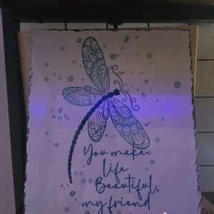 Intricate Blue Dragonfly Wall Art, With Stand
